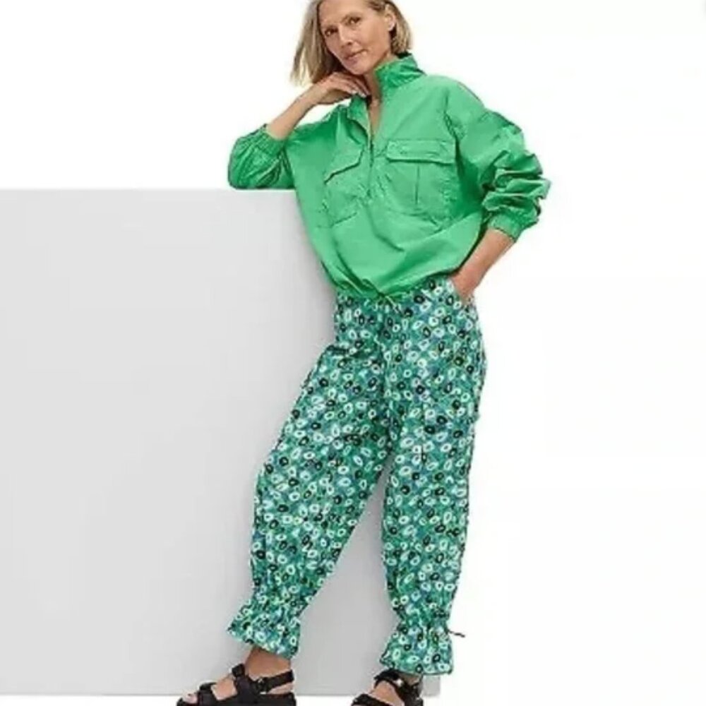 Diane von Furstenberg DVF Target Utility Jazz Dot Green Floral Cargo Pants XL